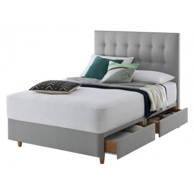 Silentnight Alaro 4 Drawer Double Divan & Headboard - Grey