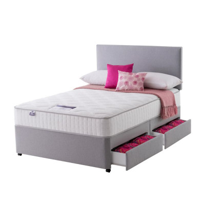 Silentnight Middleton Double 800 Pkt Memory 4Drw Divan -Grey