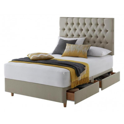 Silentnight 4 Drawer Superking Divan & Headboard - Sandstone