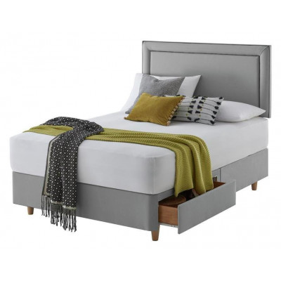 Silentnight Toulouse 2 Drw Kingsize Divan & Headboard - Grey