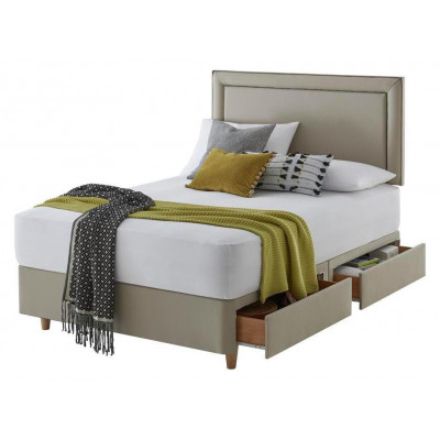 Silentnight Toulouse 4Drw Double Divan & Headboard-Sandstone