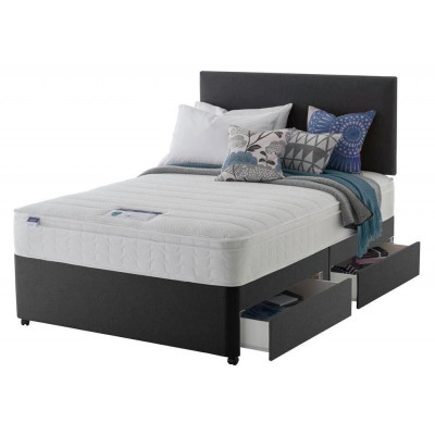 Silentnight Travis 4Drw Kingsize Divan & Headboard -Charcoal