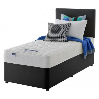 Silentnight Travis Single Divan and Headboard - Charcoal
