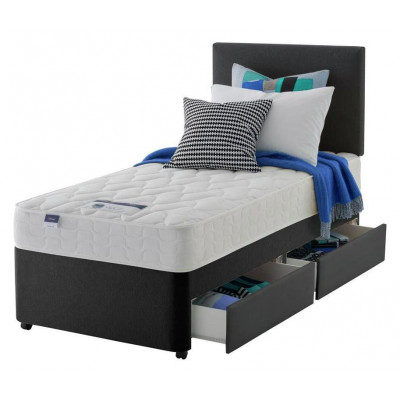 Silentnight Travis 2 Drw Single Divan & Headboard - Charcoal
