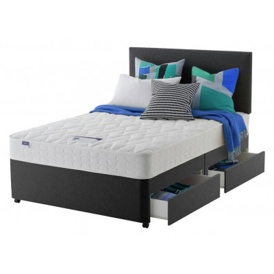 Silentnight Travis 4 Drw Double Divan & Headboard - Charcoal