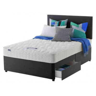 Silentnight Kingsize 2 Drawer Divan and Headboard - Charcoal