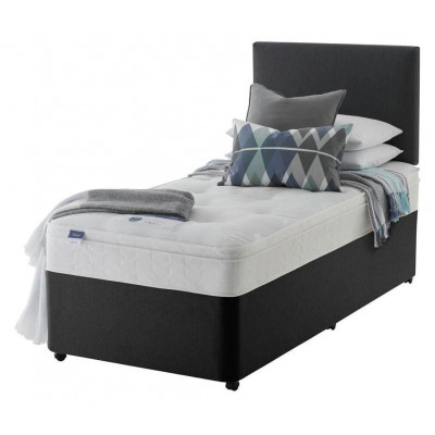 Silentnight Travis Ortho Microcoil Single Divan Bed-Charcoal