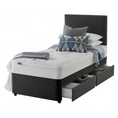 Silentnight Travis Ortho Single 2 Drawer Divan Bed -Charcoal