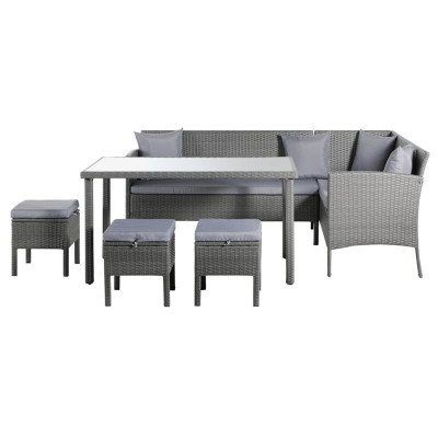 Argos Home 8 Seater Rattan Effect Corner Sofa Set - Grey