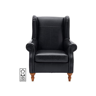 Argos Home Argyll Leather High Back Chair - Black