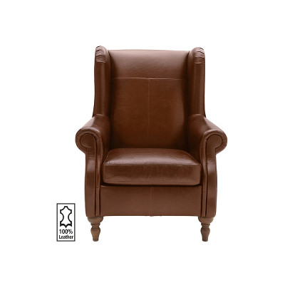 Argos Home Argyll Leather High Back Chair - Tan