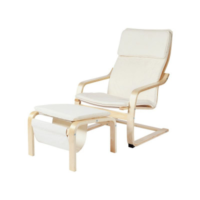 Argos Home Bentwood High Back Chair & Footstool - Natural