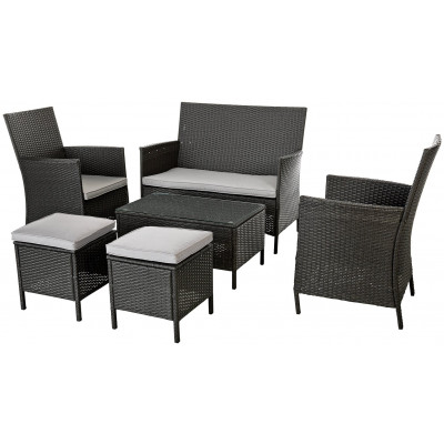 Argos Home 6 Seater Rattan Effect Sofa Set - Dark Grey