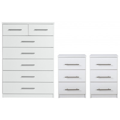 AH NORMANDY 2XBEDSIDE 5+2DRW PKG WHITE