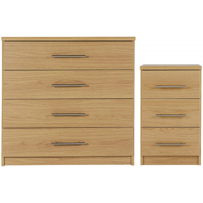 AH NORMANDY BEDSIDE 4DRW PKG OAK EFFECT