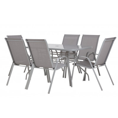 Argos Home Sicily 6 Seater Metal Patio Set - Grey