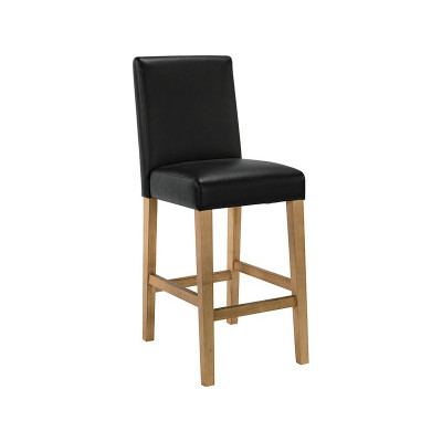 Habitat Winslow Wood & Faux Leather Bar Stool - Black