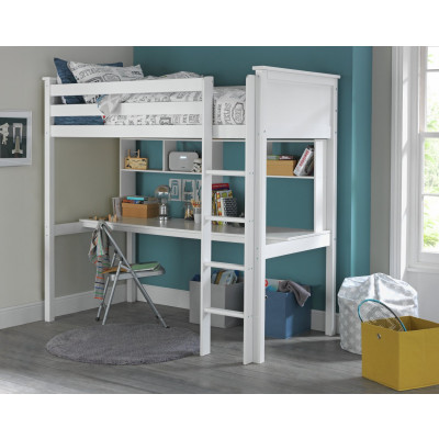 Habitat Kids Brooklyn High Sleeper Bed, Desk & Shelves-White