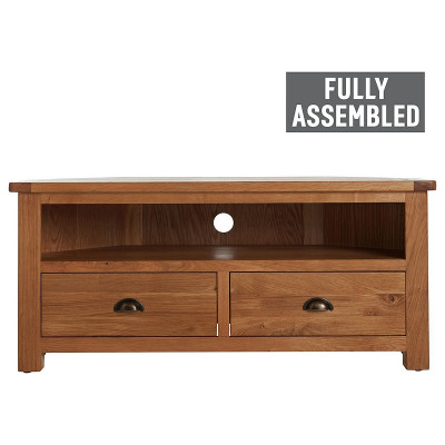 Habitat Kent 2 Drawer Oak & Oak Veneer Corner TV Unit