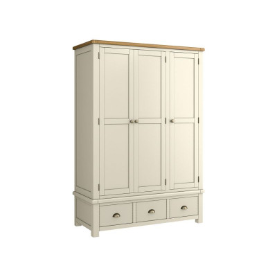 Habitat Kent 3 Door 3 Drawer Wardrobe - Cream & Oak