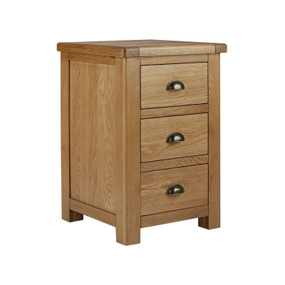 Habitat Kent 3 Drawer Bedside Table - Oak & Oak Veneer