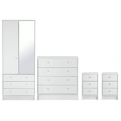 Argos Home Malibu 4 Piece 2 Door Mirror Wardrobe Set - White