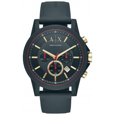 Armani Exchange Blue Dial Mens Silicone Strap Watch