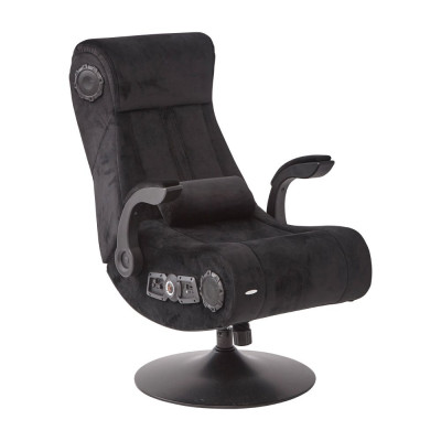 X-Rocker Deluxe Chenille Pedestal Gaming Chair - Black