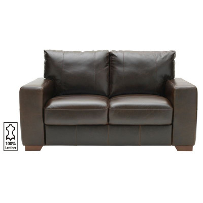Habitat Eton 2 Seater Leather Sofa - Dark Brown