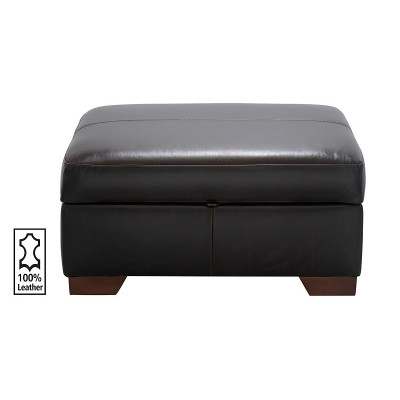 HABITAT ETON LEATHER FOOTSTOOL DARK BROWN