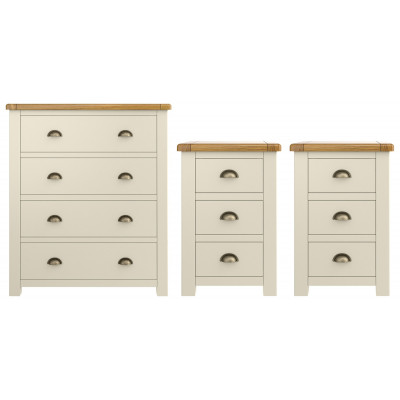 Habitat Kent 2 Bedsides & 4 Drawer Set - Cream & Oak