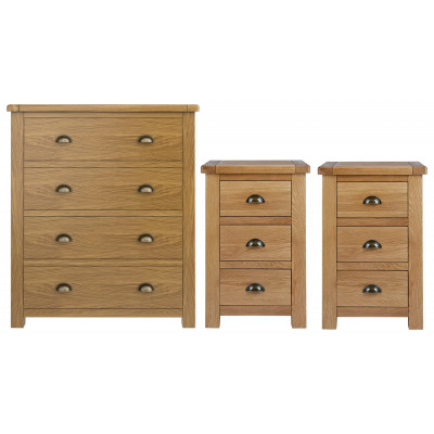 Habitat Kent 2 Bedsides & 4 Drawer Set - Oak & Oak Veneer