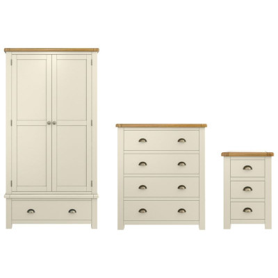 Habitat Kent 3 Piece 2 Door Wardrobe Set - Cream & Oak