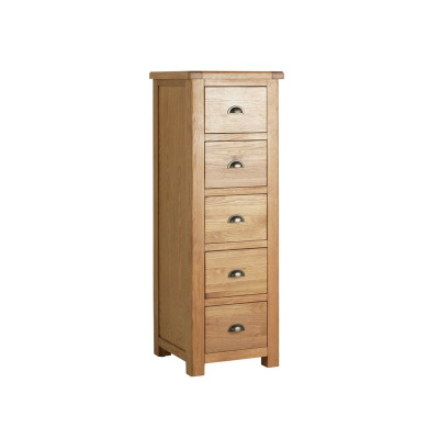 Habitat Kent 5 Drawer Tallboy - Oak & Oak Veneer