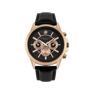 IDENTITY ROSE BLACK STRAP WATCH