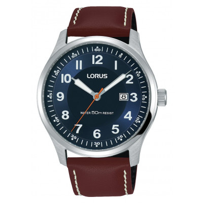 LORUS M BROWN STRAP BLUE DIAL WATCH