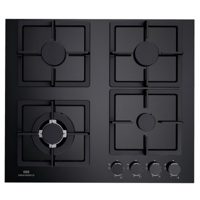 New World NWLEG60 Cast Iron Support Gas Hob - Black