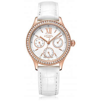Rotary Ladies White leather Strap Watch