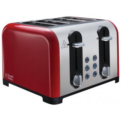 Russell Hobbs Worcester 4 Slice Red St/Steel Toaster 22406