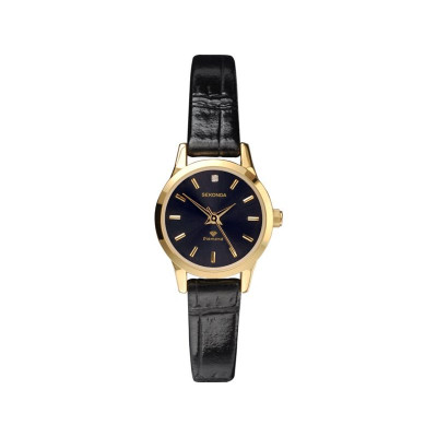 Sekonda Ladies Diamond Black Strap Watch