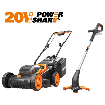 WORX WG927E Cordless 34cm Mower & Trimmer Kit - 2 Batteries