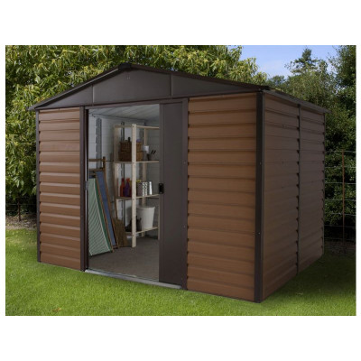 Yardmaster Woodgrain Shiplap Metal Shed - 10ft x 8ft